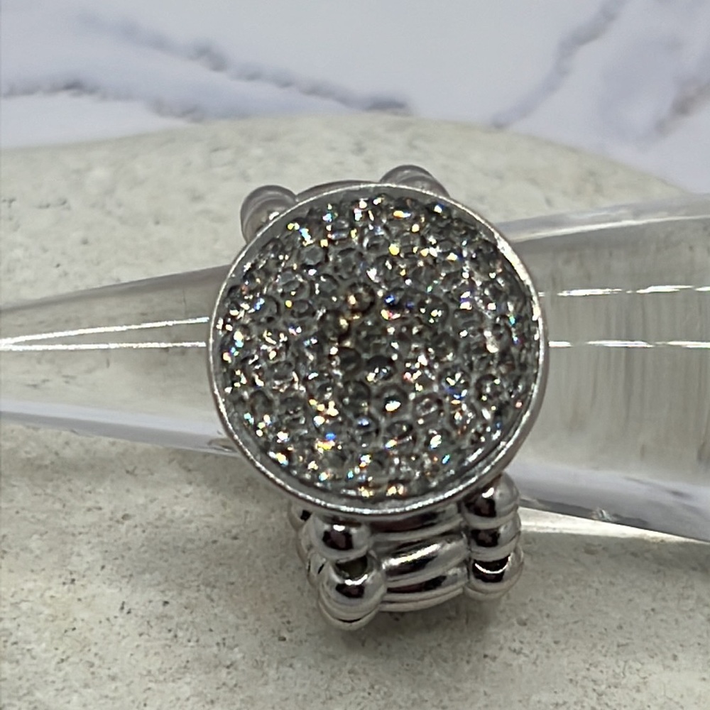All Silver Sparkle Button Stretch Ring. - image 3